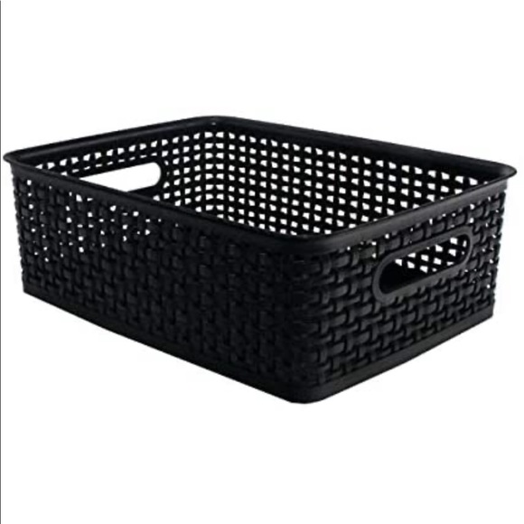 NWT Advantus Weave Design Plastic Medium Bin, 13.75"L by 10.5"W by 4.625… - Picture 3 of 4